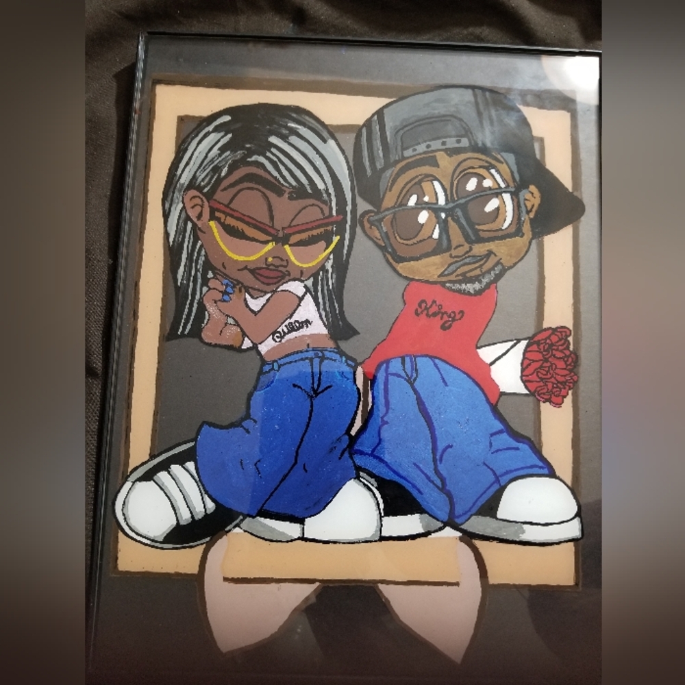 Glass Handcrafted Painted Acrylic Art Painting. 10 x 12. - Picture 3 of 3